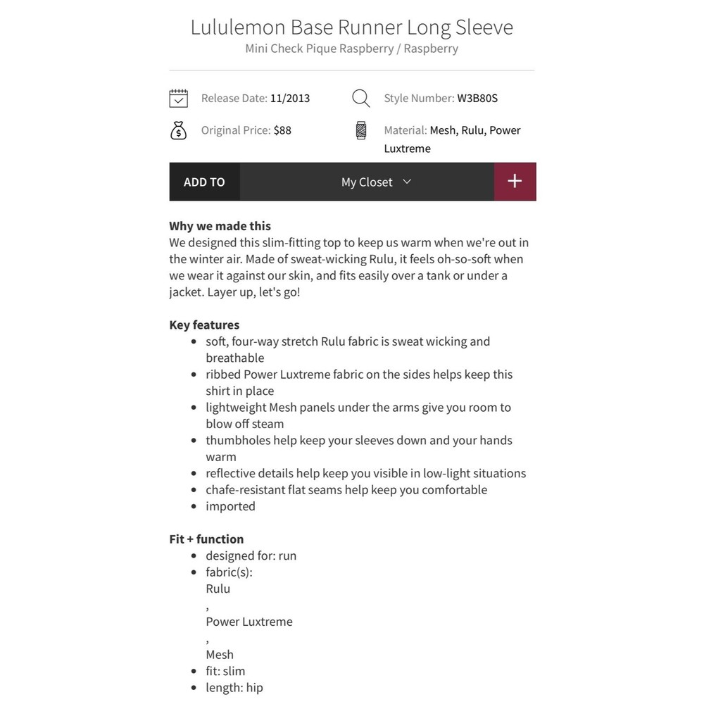 Lululemon Base Runner Long Sleeve in Raspberry size 2 - Picture 11 of 11